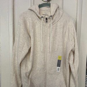 Cream/Heather Cotton/Fleece Tek Gear Zip Up Hoodie